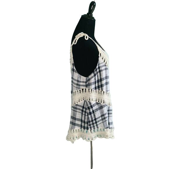 Entro black white gingham knit long relax sleevesless Top Small - Picture 5 of 9